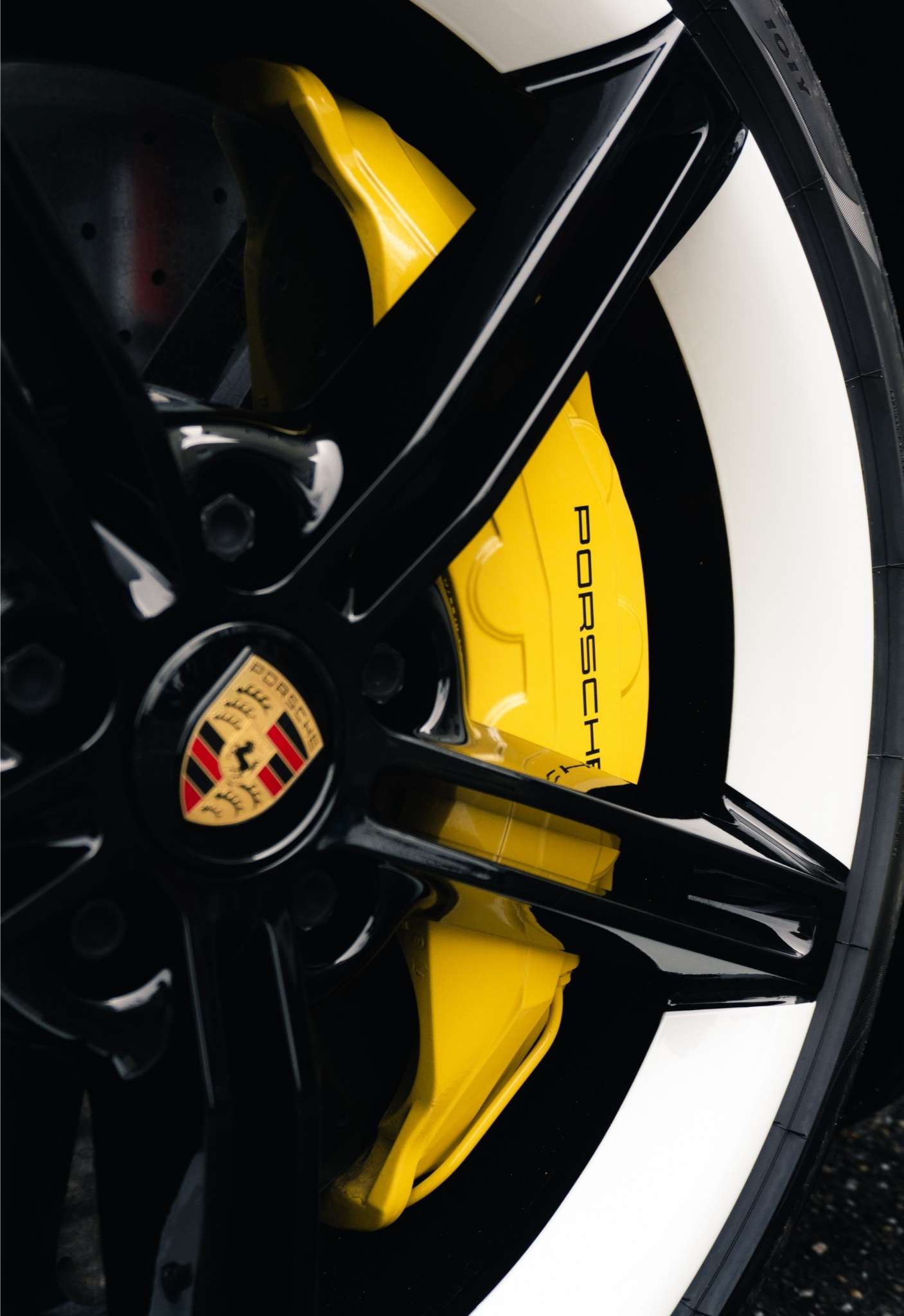 Porsche Yellow Rim Wheel Close-Up
